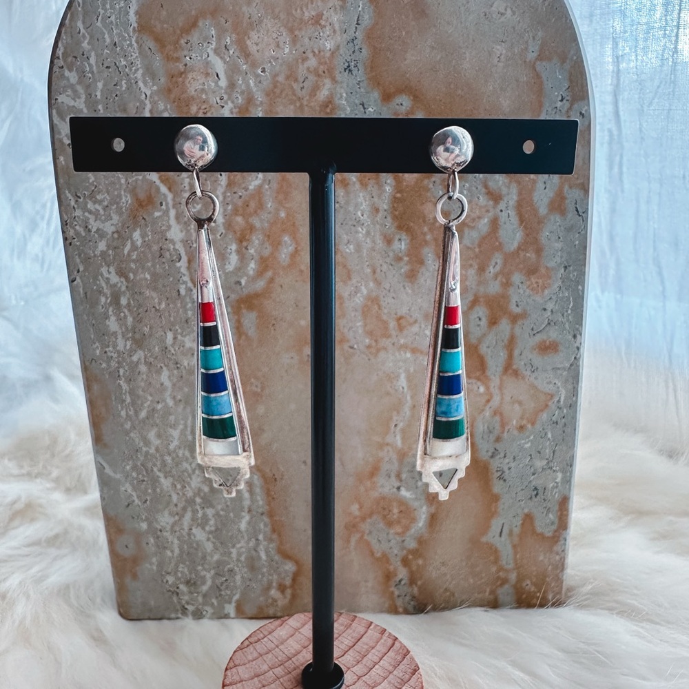 Vintage Native American multistone earrings - Picture 4 of 4